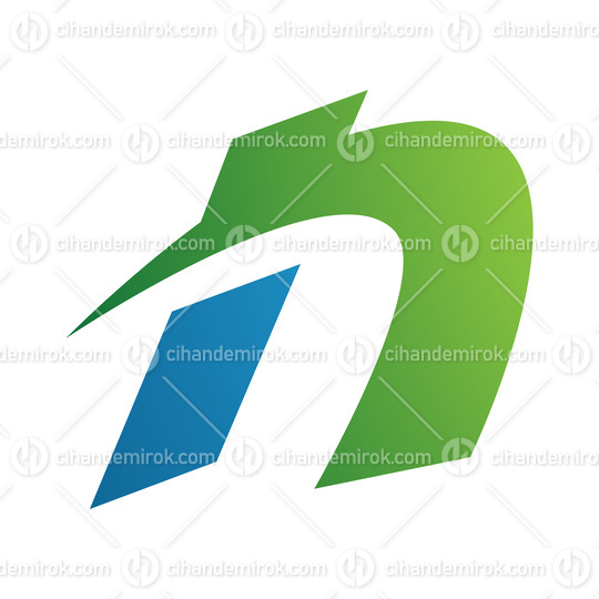 Green and Blue Spiky Italic Letter N Icon
