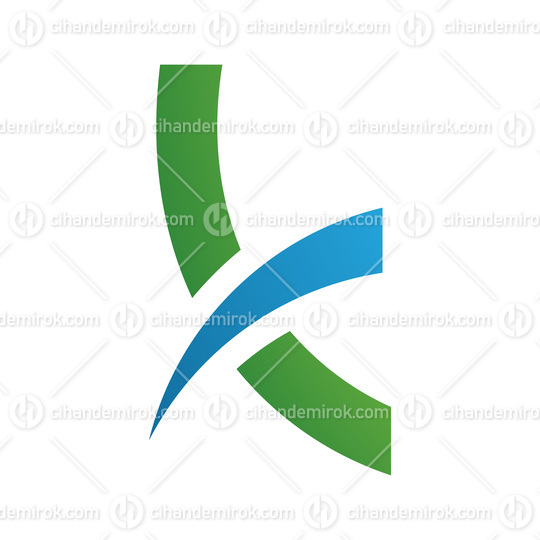 Green and Blue Spiky Lowercase Letter K Icon