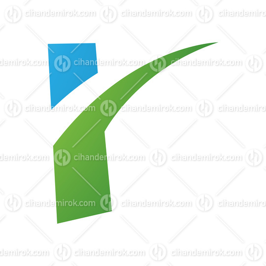 Green and Blue Spiky Shaped Letter R Icon