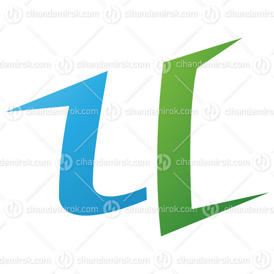 Green and Blue Spiky Shaped Letter U Icon