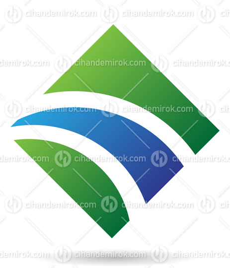Green and Blue Spiky Square Logo Icon