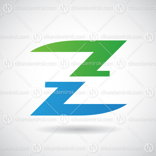 Green and Blue Split Letter Z with a Shadow