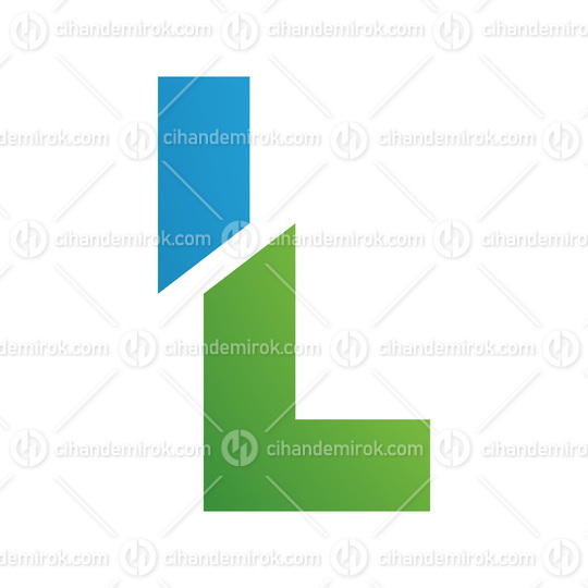 Green and Blue Split Shaped Letter L Icon