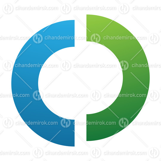 Green and Blue Split Shaped Letter O Icon