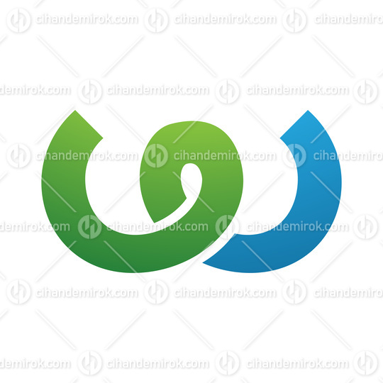 Green and Blue Spring Shaped Letter W Icon