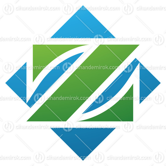 Green and Blue Square Diamond Shaped Letter Z Icon