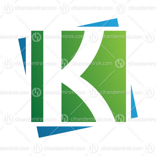 Green and Blue Square Letter K Icon