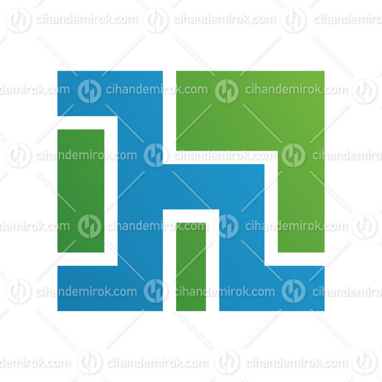 Green and Blue Square Shaped Letter H Icon