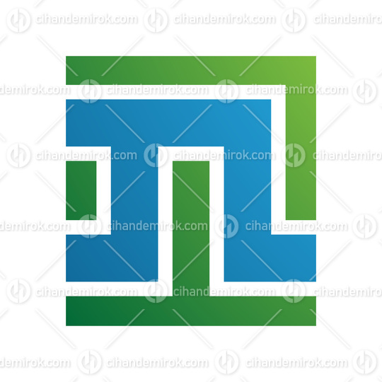 Green and Blue Square Shaped Letter N Icon