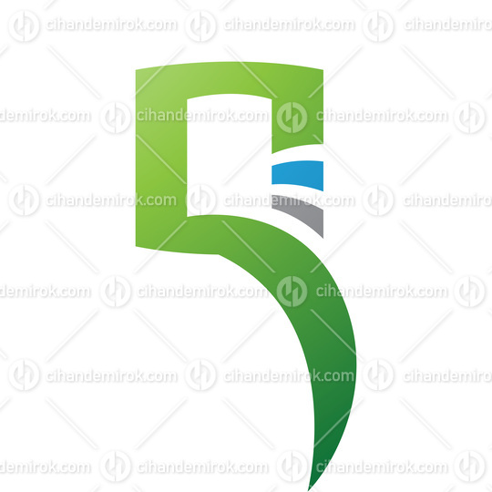 Green and Blue Square Shaped Letter Q Icon