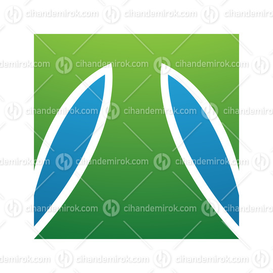 Green and Blue Square Shaped Letter T Icon