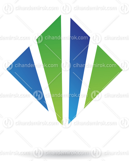 Green and Blue Striped Abstract Square Logo Icon