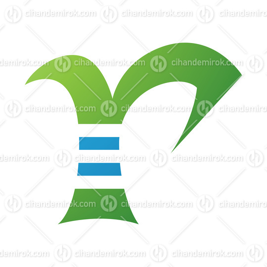 Green and Blue Striped Letter R Icon