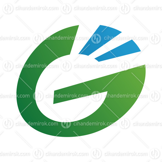 Green and Blue Striped Oval Letter G Icon