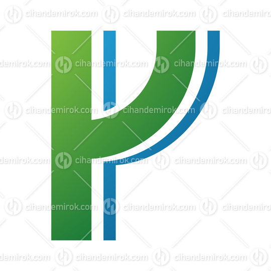 Green and Blue Striped Shaped Letter Y Icon