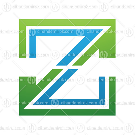 Green and Blue Striped Shaped Letter Z Icon