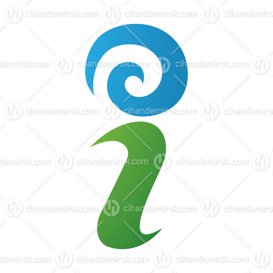 Green and Blue Swirly Letter I Icon