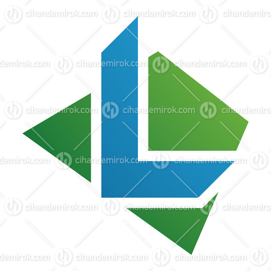 Green and Blue Trapezium Shaped Letter L Icon