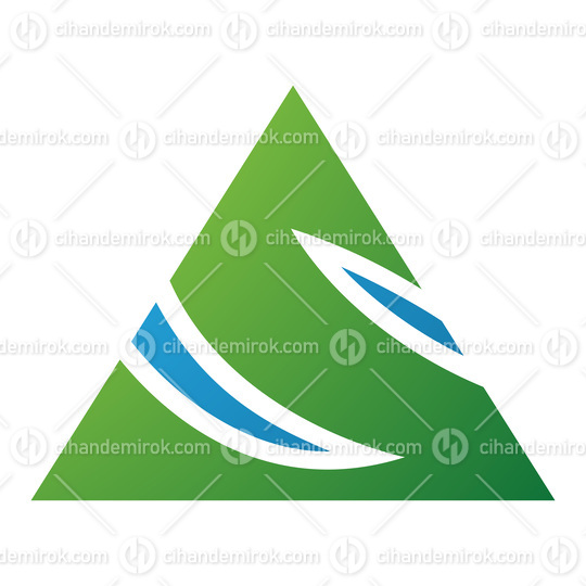 Green and Blue Triangle Shaped Letter S Icon