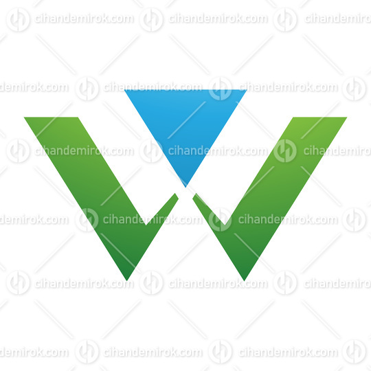 Green and Blue Triangle Shaped Letter W Icon