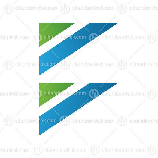 Green and Blue Triangular Flag Shaped Letter B Icon