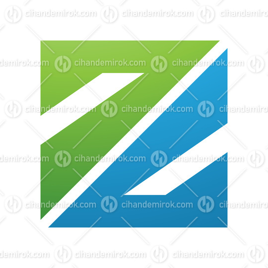 Green and Blue Triangular Square Shaped Letter Z Icon