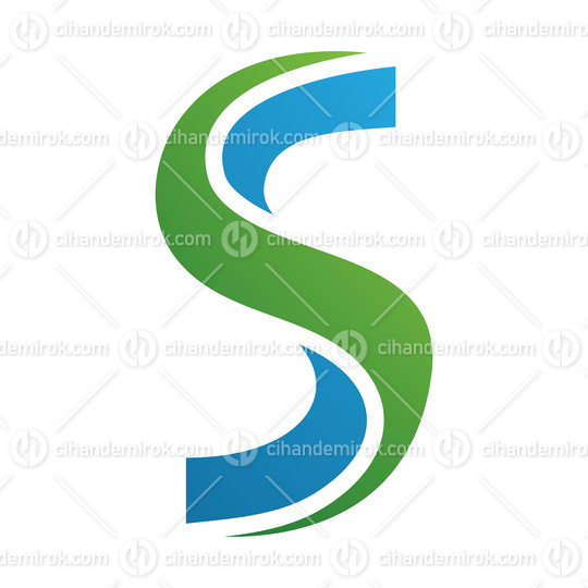 Green and Blue Twisted Shaped Letter S Icon