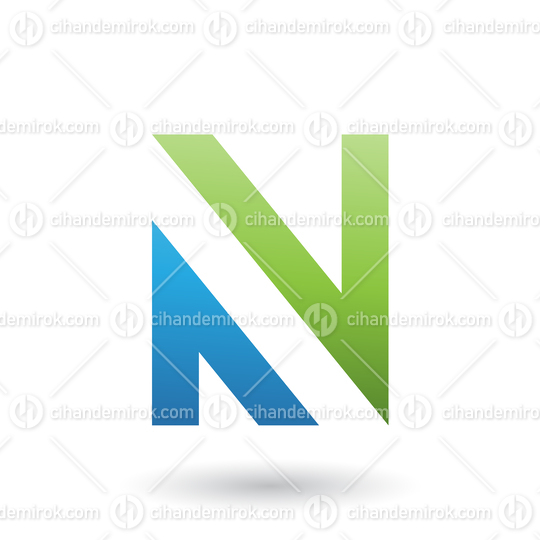 Green and Blue V Shaped Icon for Letter N Vector Illustration