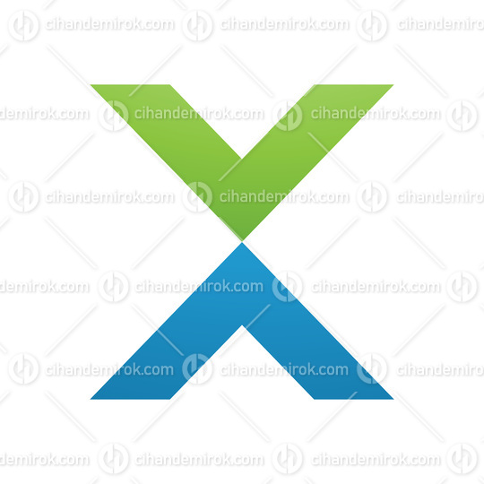 Green and Blue V Shaped Letter X Icon
