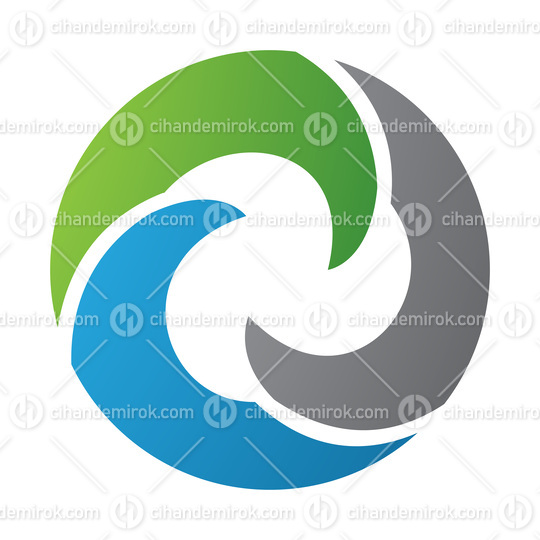 Green and Blue Wave Shaped Letter O Icon