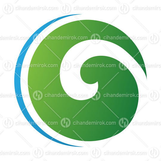 Green and Blue Whirl Shaped Letter O Icon