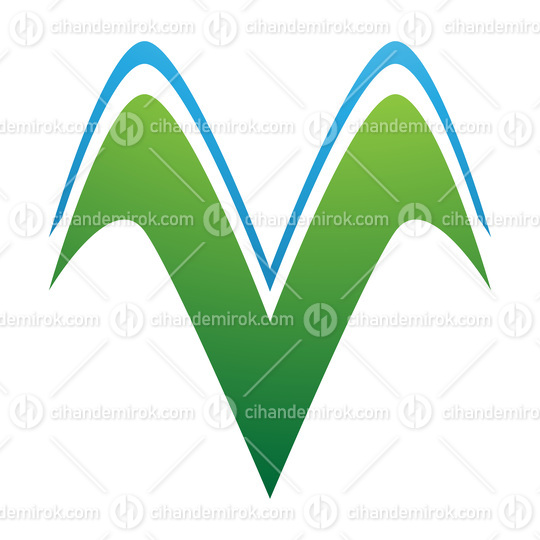 Green and Blue Wing Shaped Letter V Icon