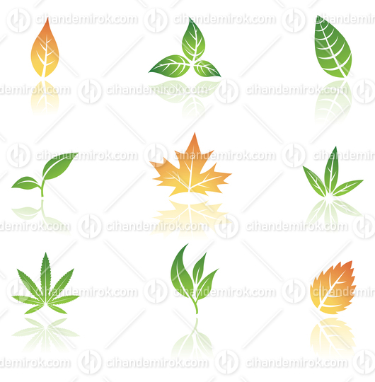 Green and Brown Leaves Icons