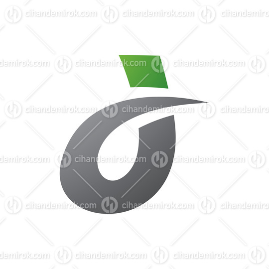 Green and Grey Curved Spiky Letter D Icon