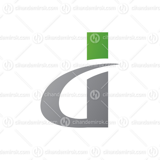 Green and Grey Curvy Pointed Letter D Icon