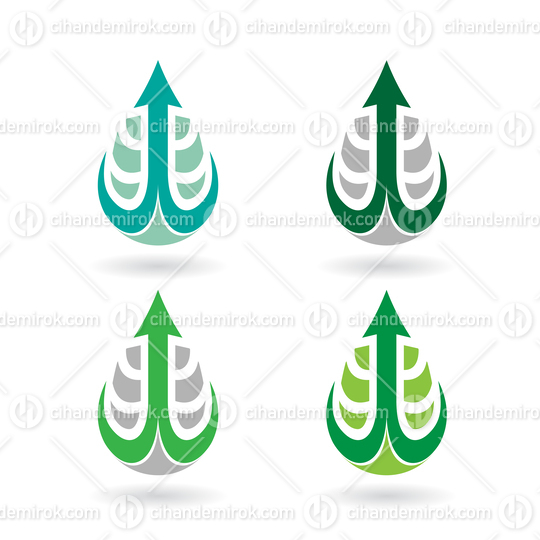 Green and Grey Drop Shaped Anchor or Pitchfork