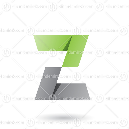 Green and Grey Folded Paper Letter Z Vector Illustration