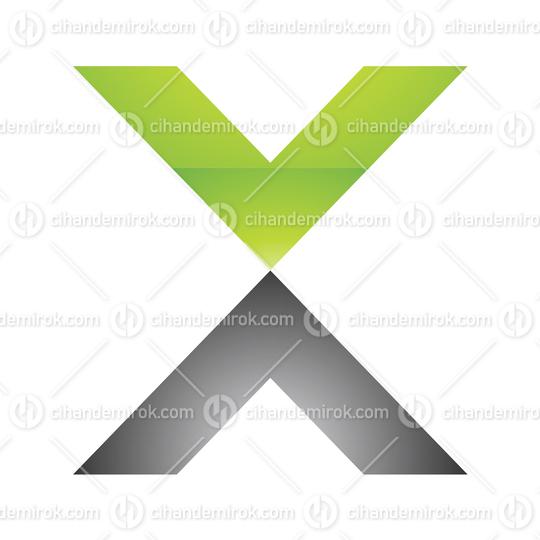 Green and Grey Glossy Letter X Logo Icon - Bundle No: 082
