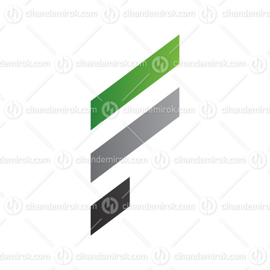 Green and Grey Letter F Icon with Diagonal Stripes