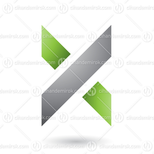 Green and Grey Thick Shaded Letter X Vector Illustration
