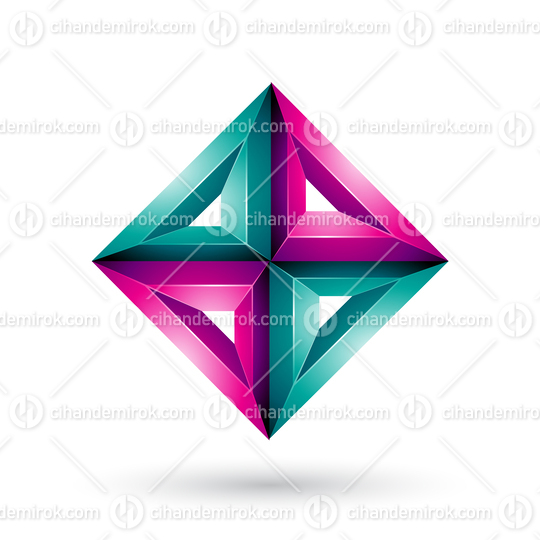 Green and Magenta 3d Geometrical Embossed Diamond Shape