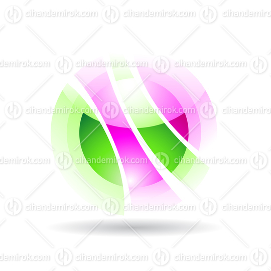 Green and Magenta Abstract Orbit Like Sphere Logo Icon