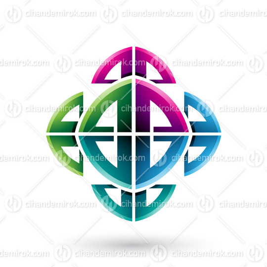 Green and Magenta Abstract Ornamental Bow Shapes