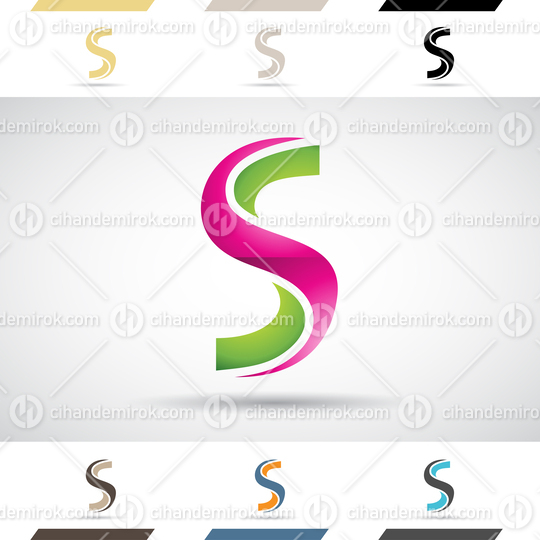 Green and Magenta Glossy Abstract Logo Icon of Curvy Letter S