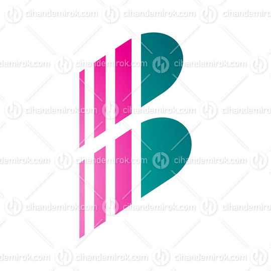 Green and Magenta Letter B Icon with Vertical Stripes