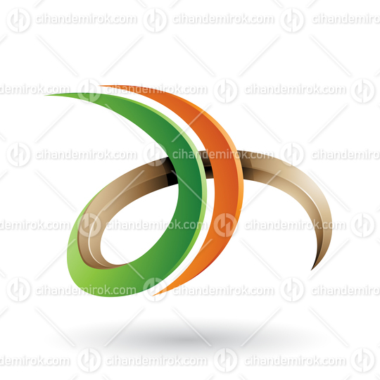 Green and Orange 3d Curly Letter D and H Vector Illustration