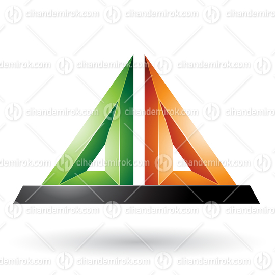 Green and Orange 3d Pyramidical Embossed Shape