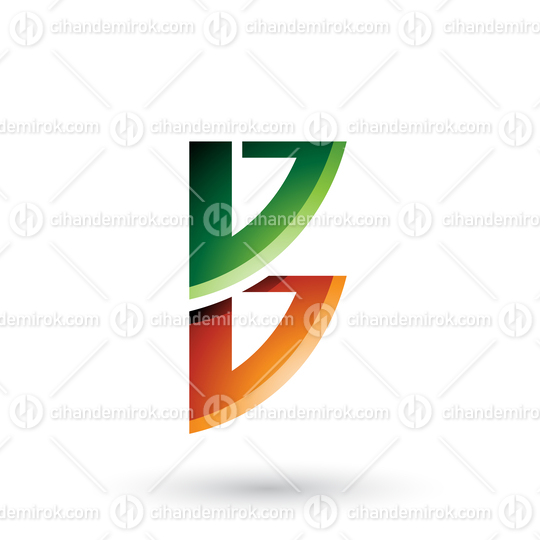 Green and Orange Bow Like Shape of Letter B Vector Illustration