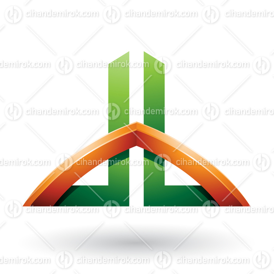 Green and Orange Bridged Skyscraper-like Letters of D and B