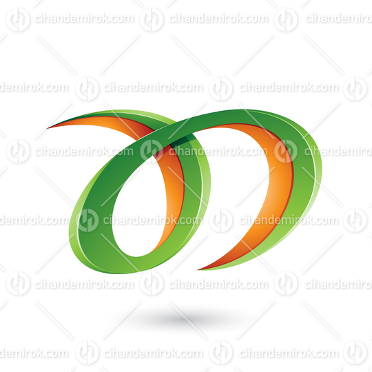 Green and Orange Curvy Letter A and D Vector Illustration